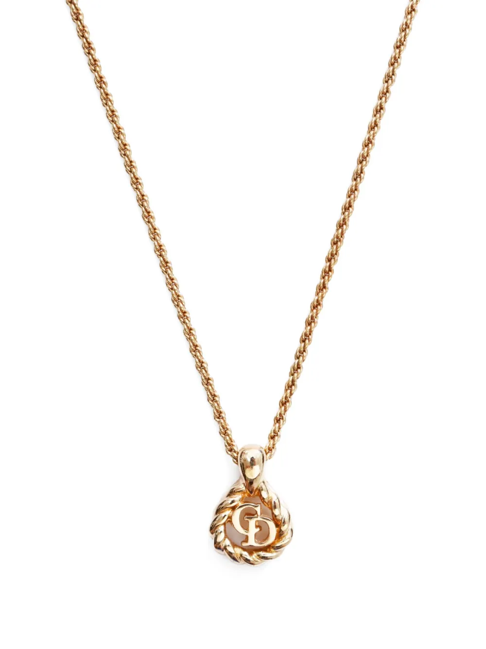 Pre-owned Dior 1970-1980 Logo Necklace In Gold