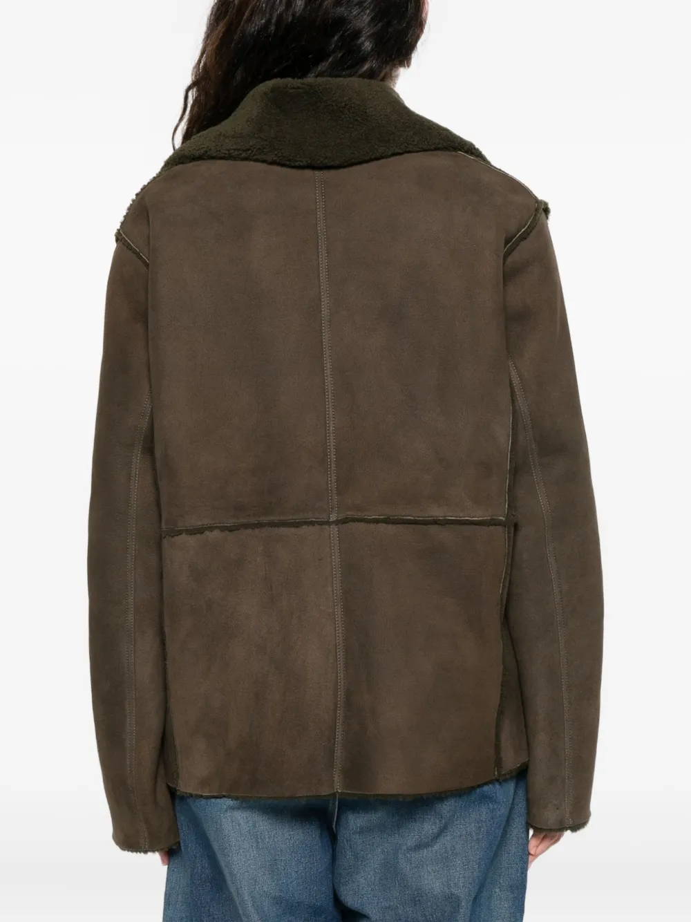 Kristensen Du Nord Shearling-trimmed Buttoned Jacket In Brown