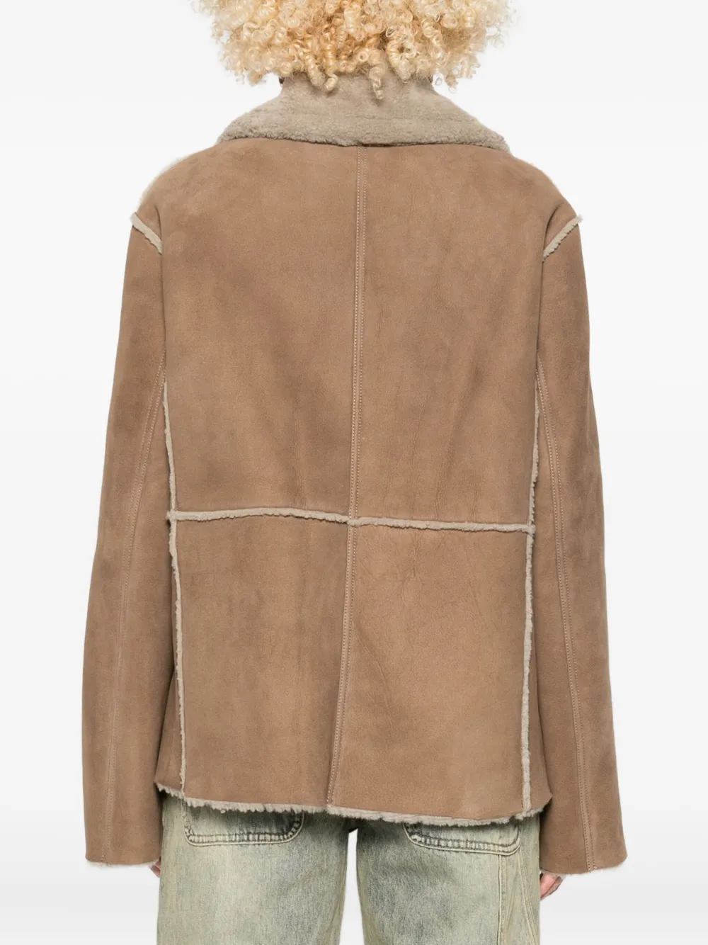 Kristensen Du Nord Shearling-trimmed Buttoned Jacket In Brown