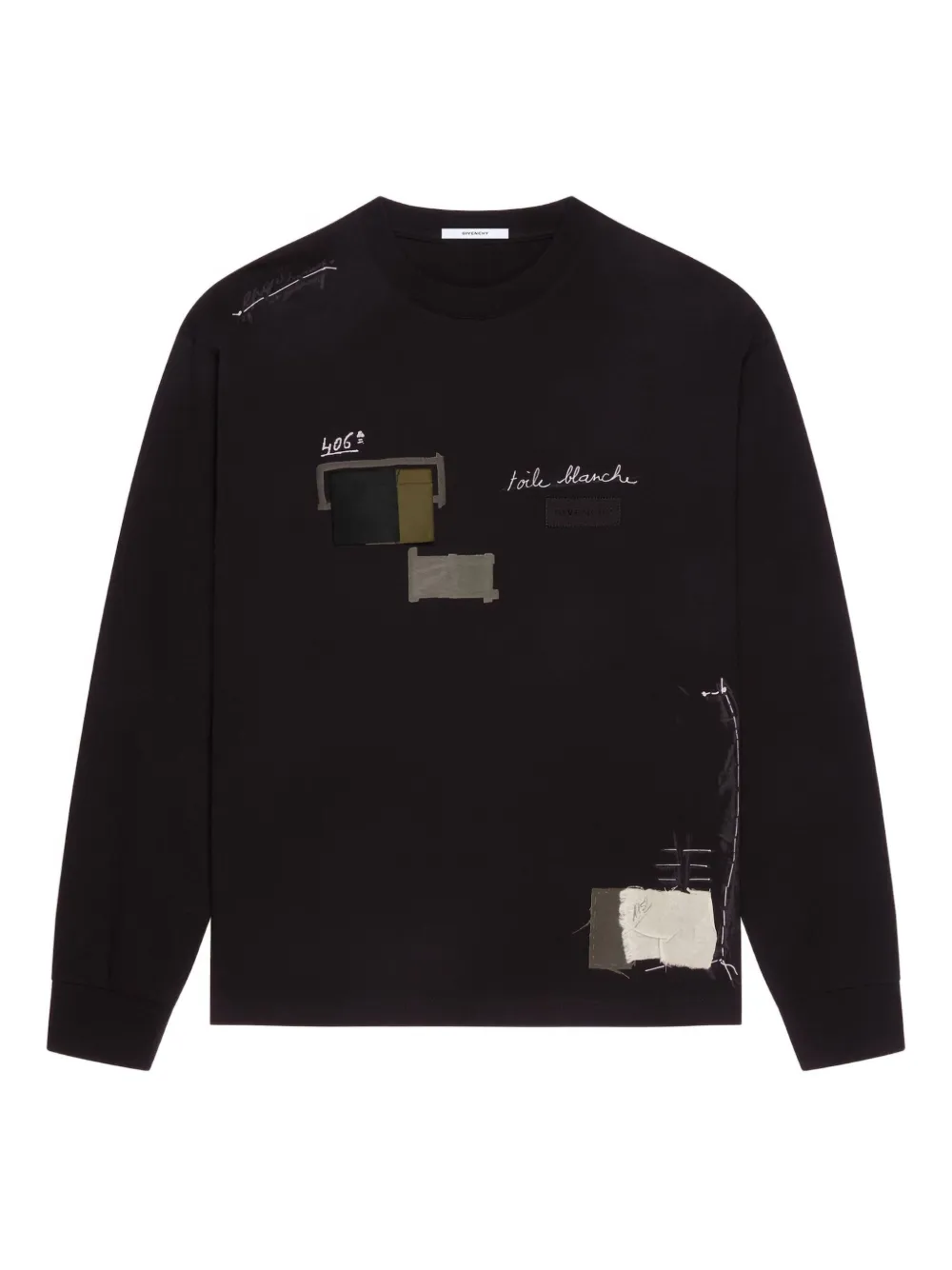 Givenchy patchwork long-sleeve T-shirt | Black | Image 1