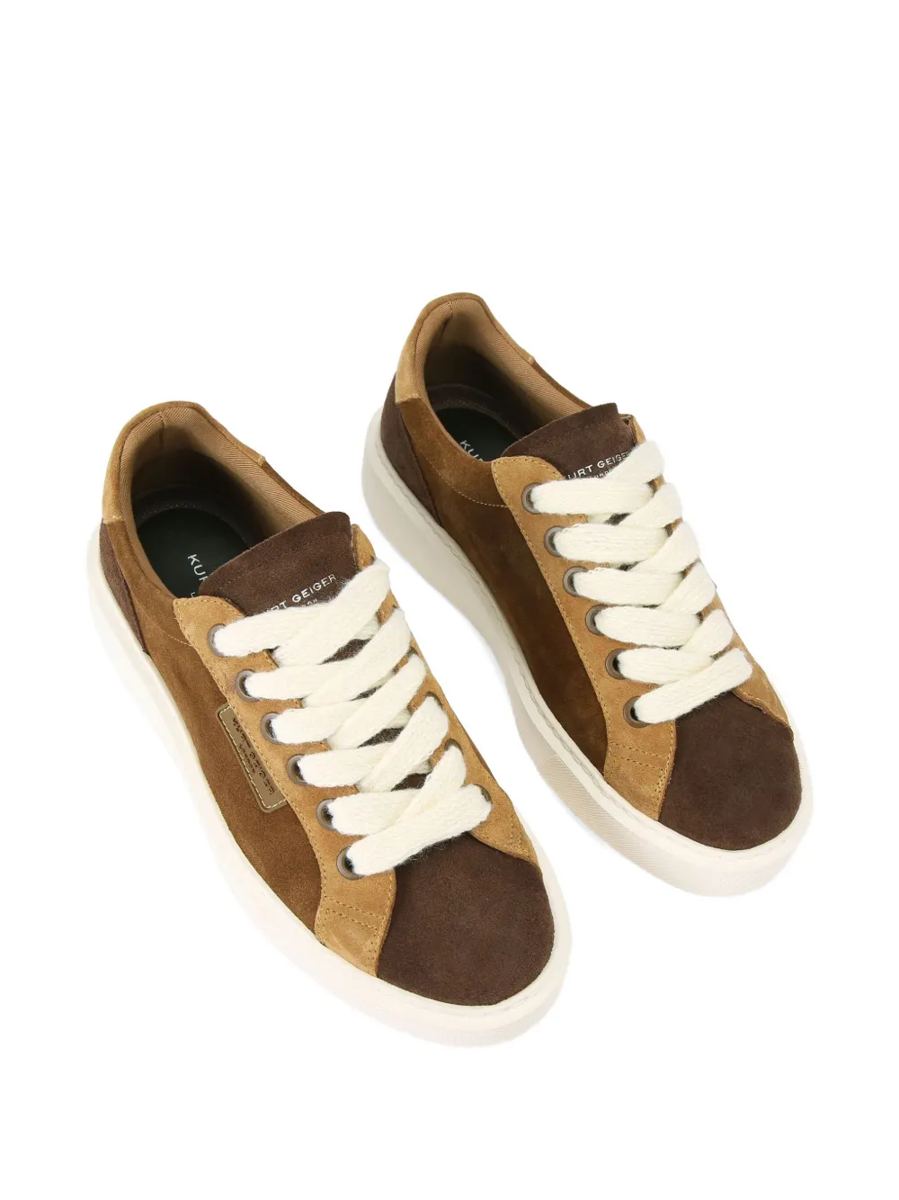 Kurt Geiger Albion Suede Panelled Lace-up Sneakers In Brown