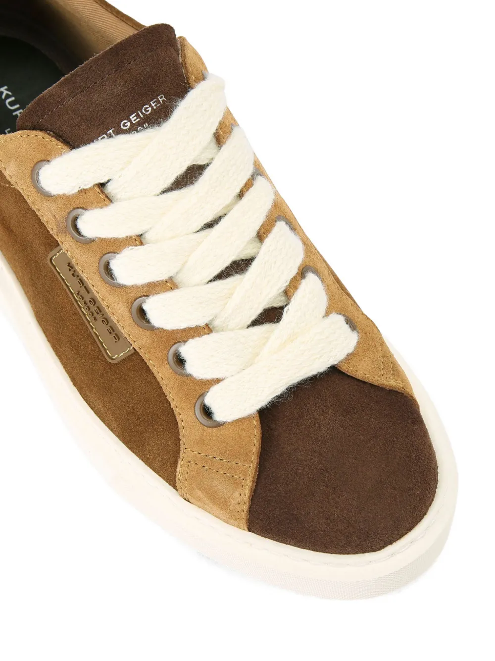 Kurt Geiger Albion Suede Panelled Lace-up Sneakers In Brown