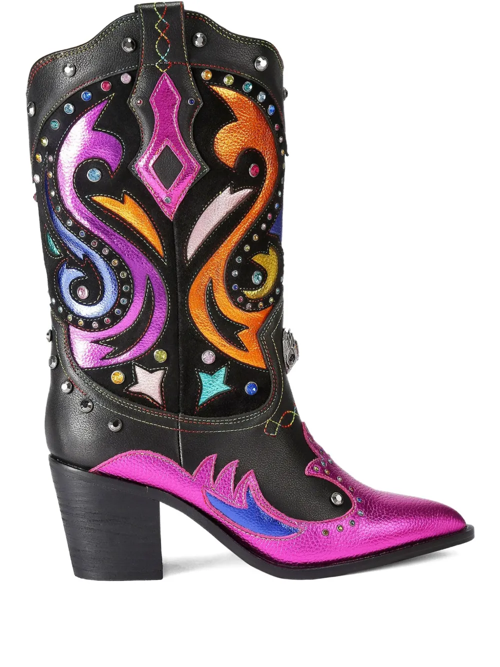 Kurt Geiger London 65mm Kensington crystal-embellished cowboy boots Black