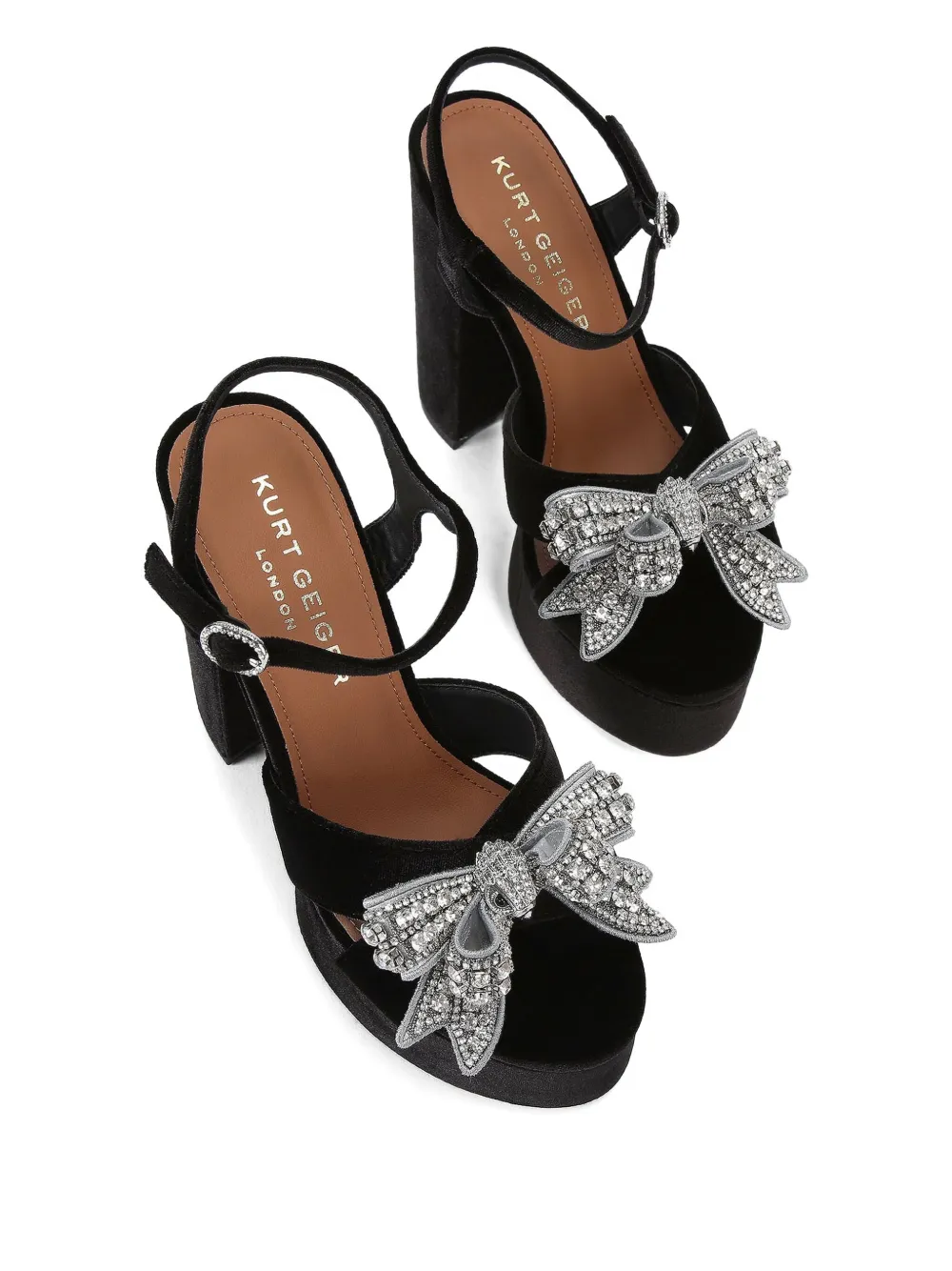 Kurt Geiger London 125 mm sandalen met plateauzool en kristallen strik Zwart