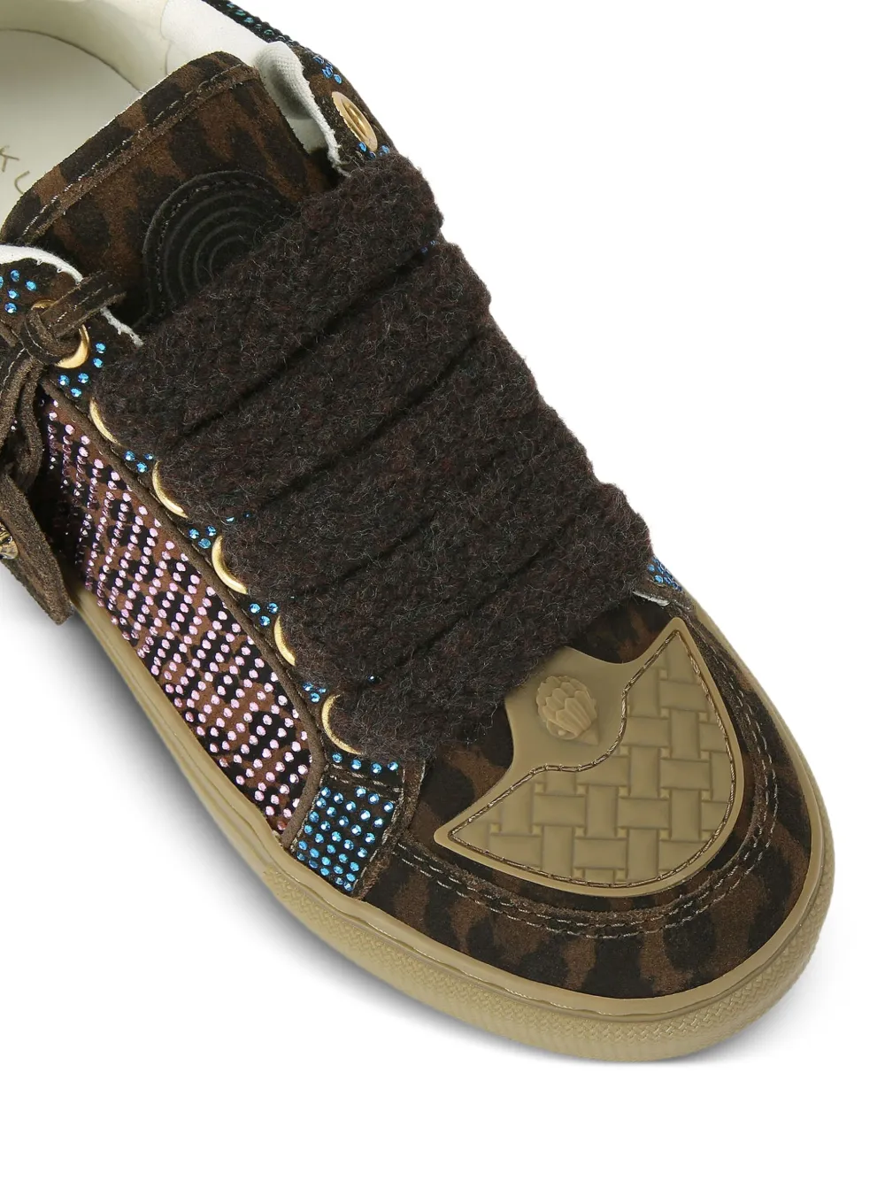 Kurt Geiger London Southbank Tag sneakers verfraaid met kristallen en luipaardprint Bruin