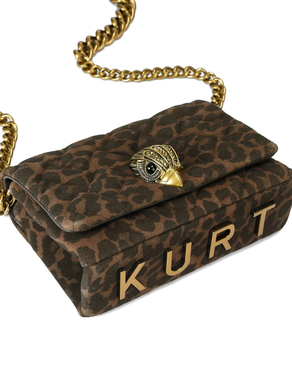 Kurt Geiger Womens Dk.brn Com Mini Kensington Kurt Leopard Suede Cross-body Bag In Brown