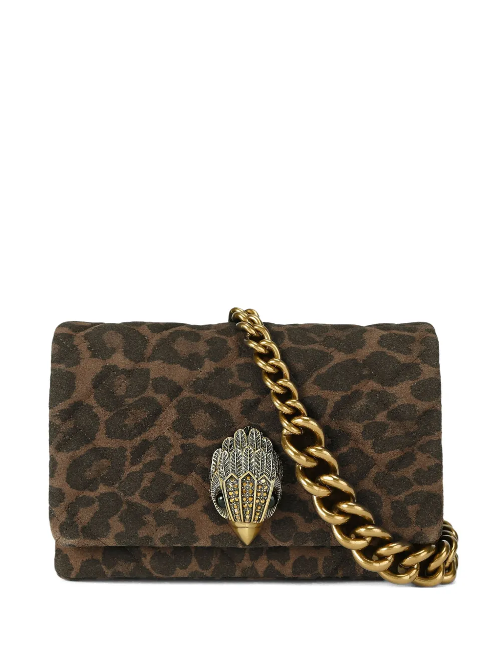Kurt Geiger Womens Dk.brn Com Mini Kensington Kurt Leopard Suede Cross-body Bag In Brown