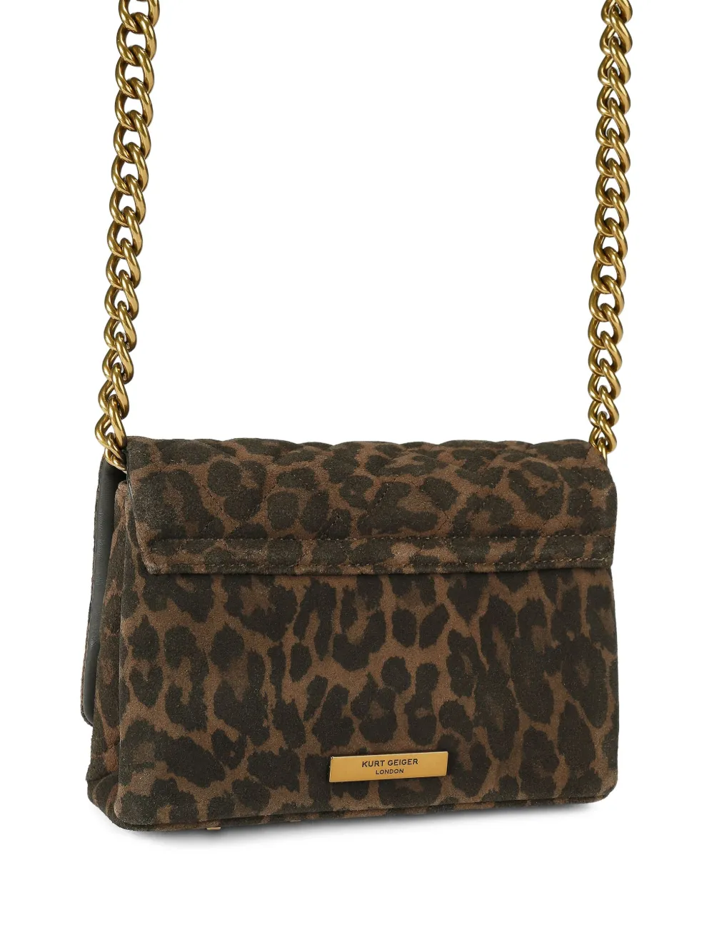 Kurt Geiger Womens Dk.brn Com Mini Kensington Kurt Leopard Suede Cross-body Bag In Brown