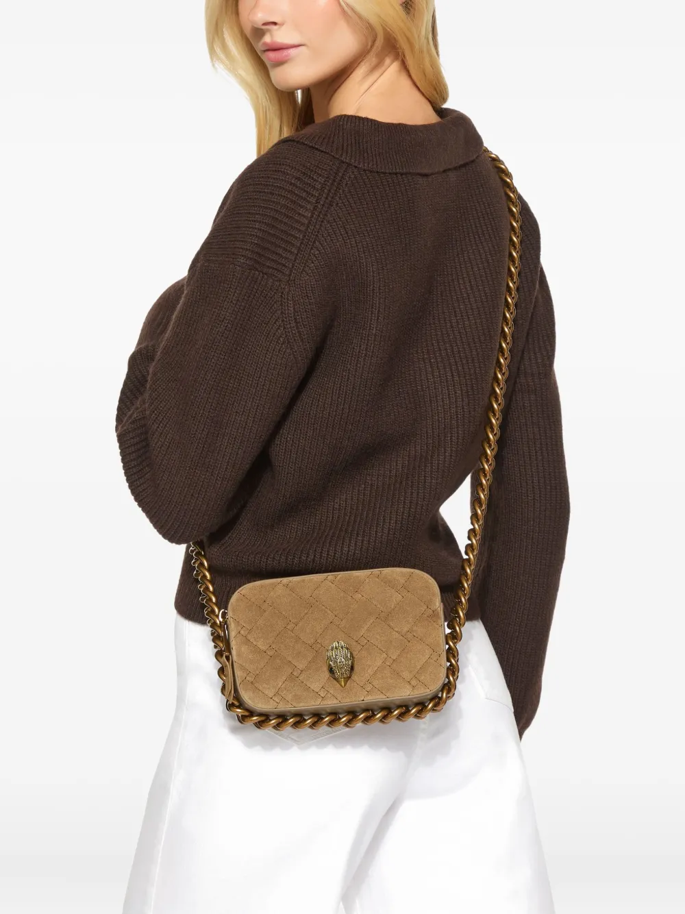 Kurt Geiger Small Kensington Eagle-embellishment Cross Body Bag In Brown