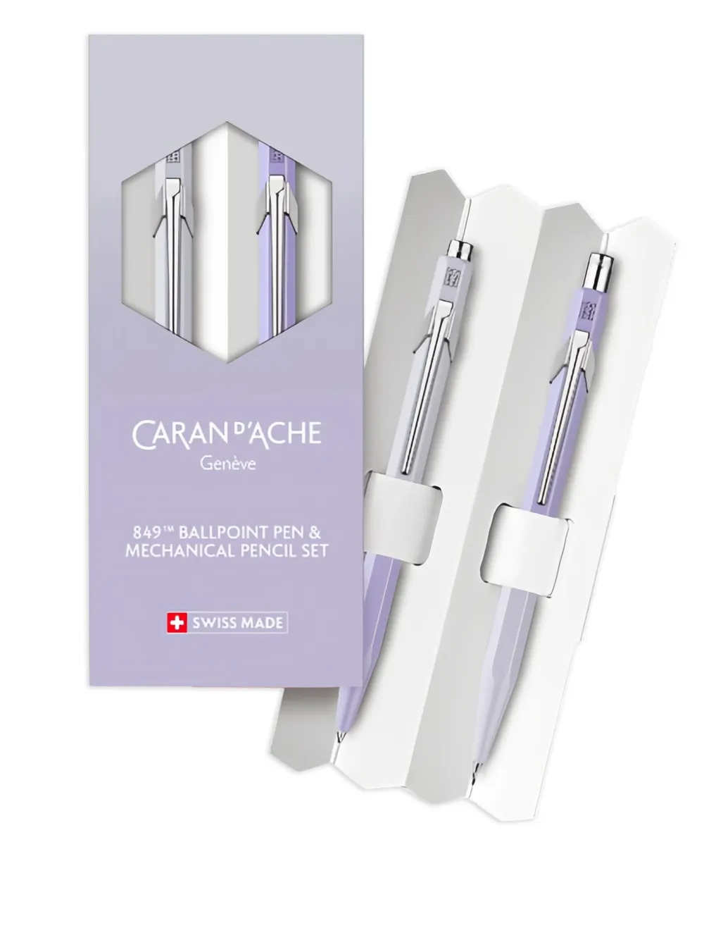 Caran d'Ache 849 ballpoint pen and pencil set | Purple | Image 1