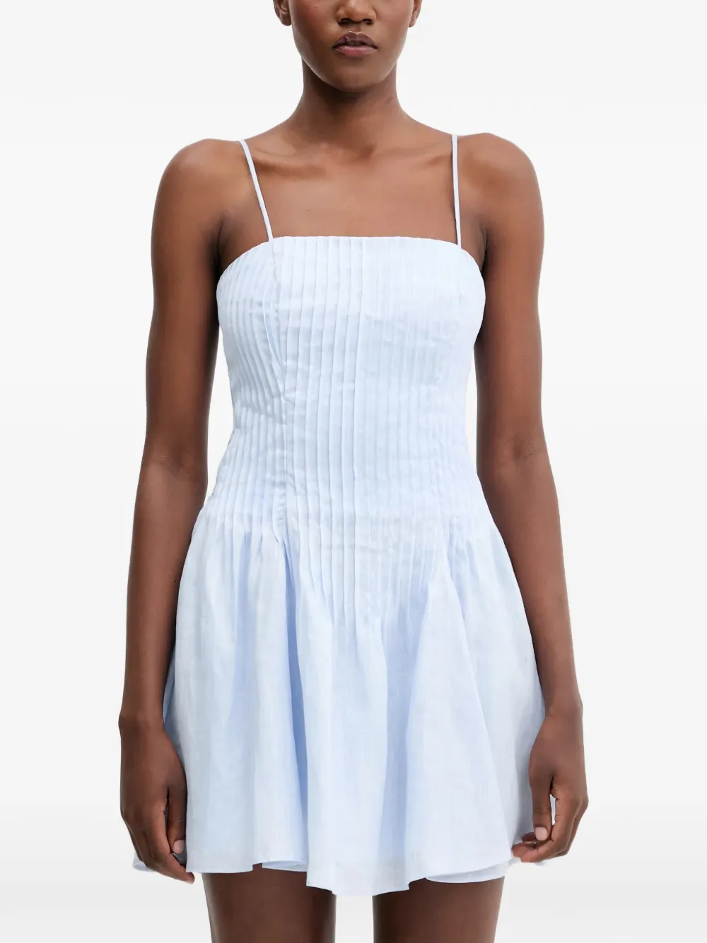 Bardot pleated linen mini dress - Blu