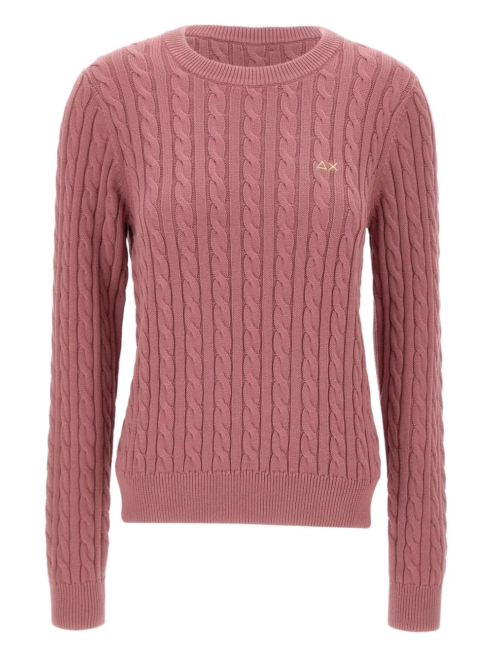 Sun 68 Cable-knit Embroidered Sweater In Pink