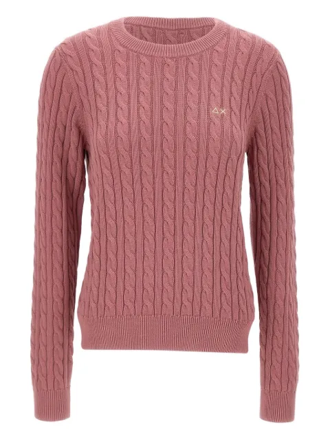 Sun68 cable-knit embroidered sweater