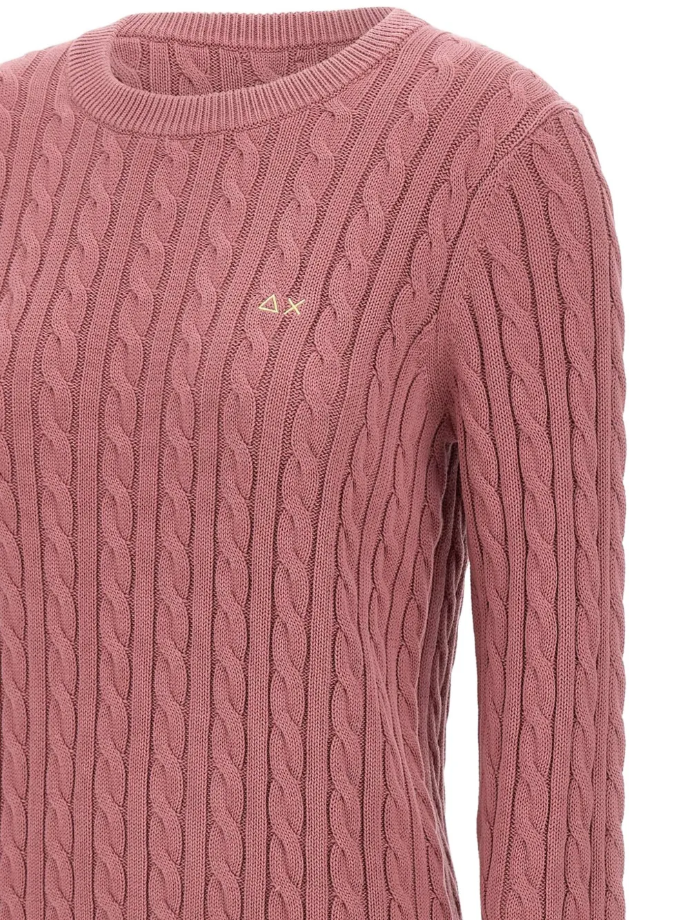 Sun 68 Cable-knit Embroidered Sweater In Pink