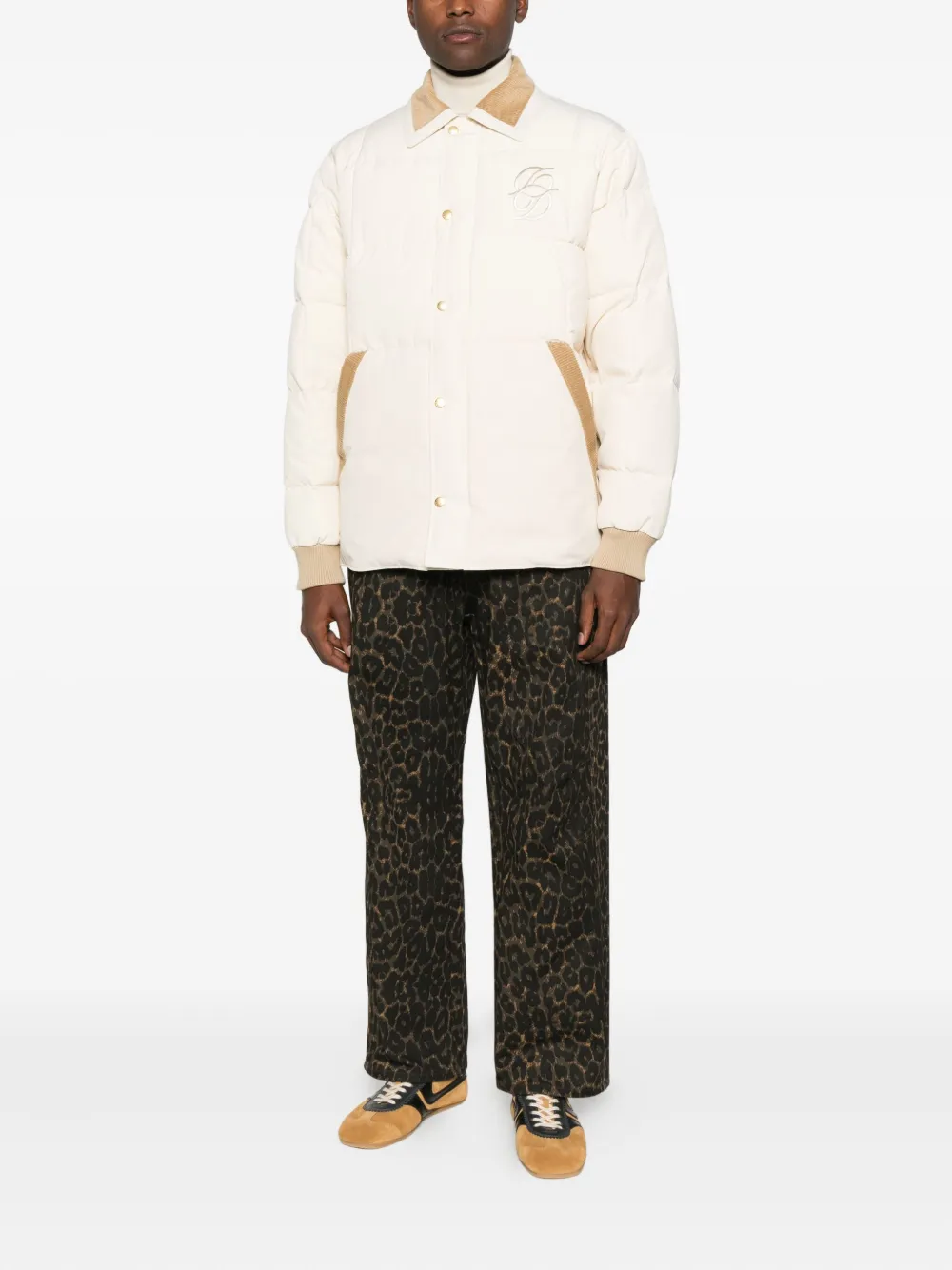 Drôle De Monsieur corduroy-trim embroidered jacket | Down Jackets | Image 2