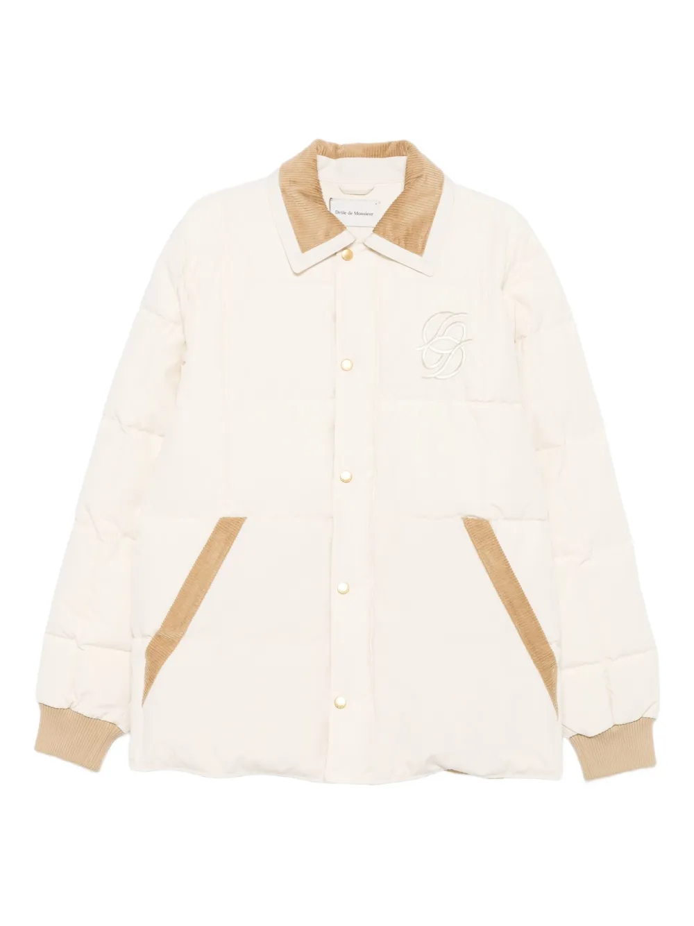 Drôle De Monsieur corduroy-trim embroidered jacket | White | Image 1