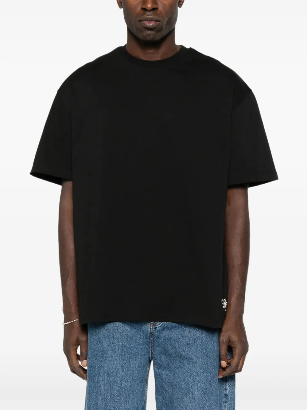 Les Deux Danton Logo-embroidered T-shirt In Black