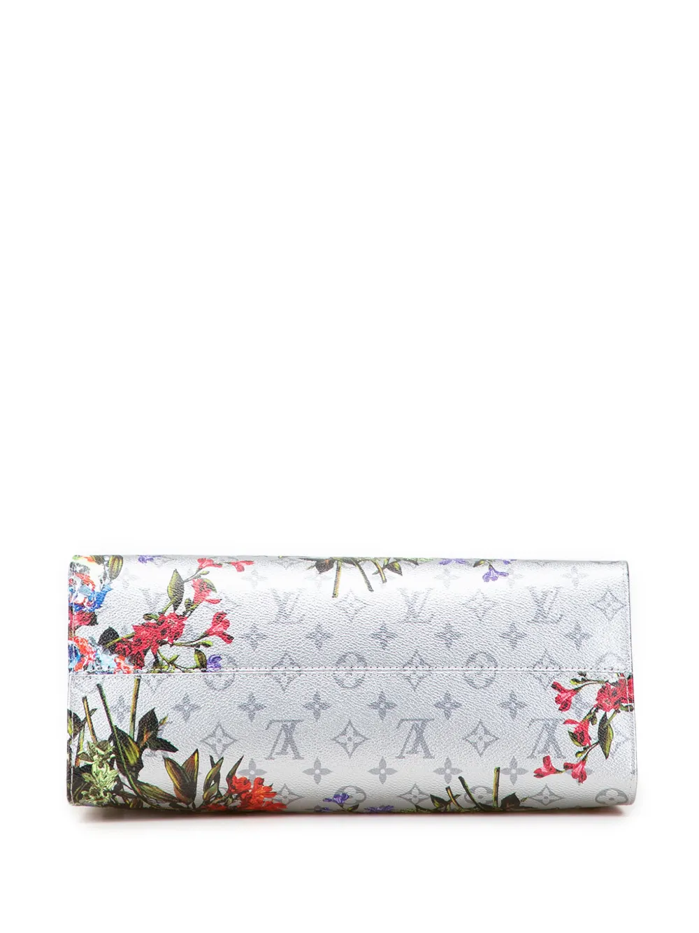 Pre-owned Louis Vuitton 2021-2025 Monogram Metallic Lv Garden Onthego Mm Satchel In Silver