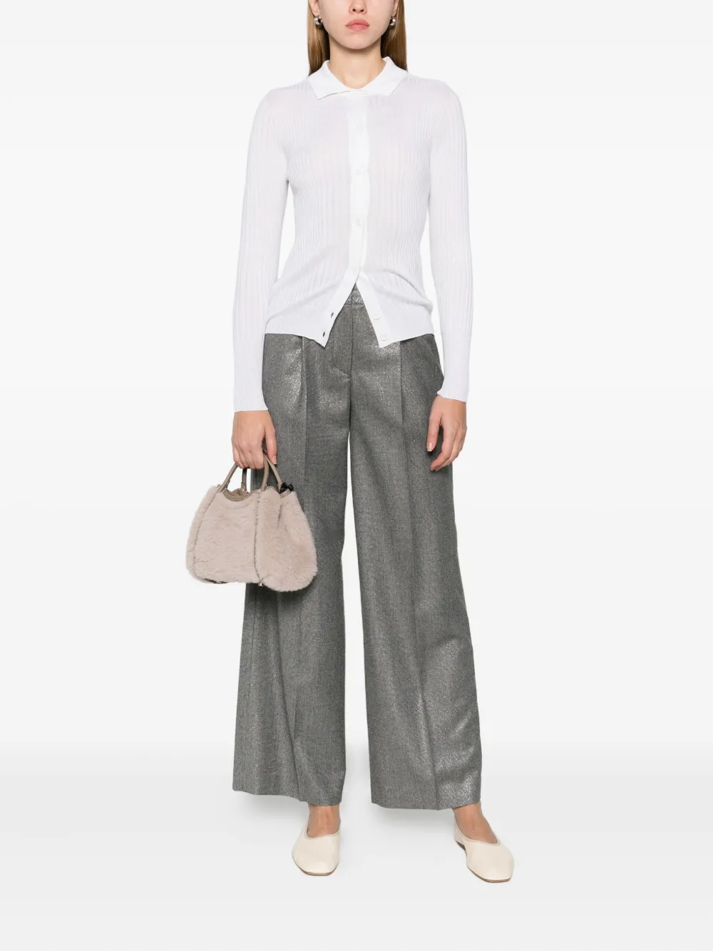 Peserico Metallic broek - Zilver