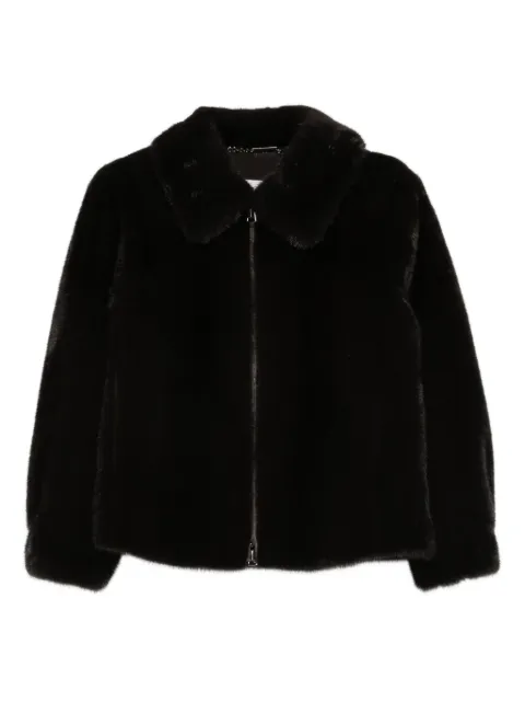 Manzoni 24 fur collar zip-front jacket