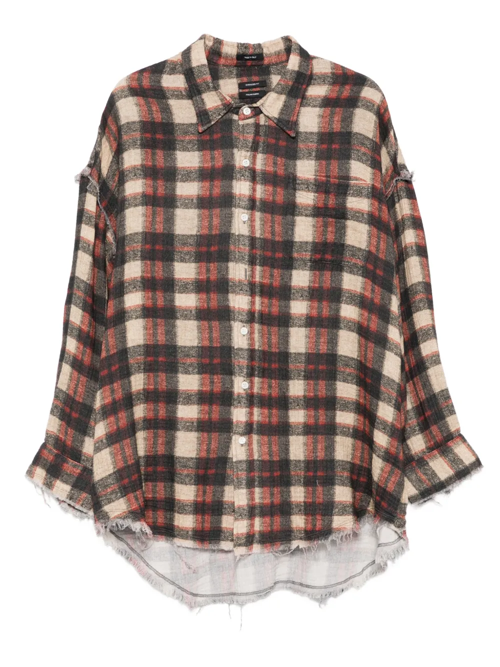 R13 Frayed Plaid-check Shirt In Multi