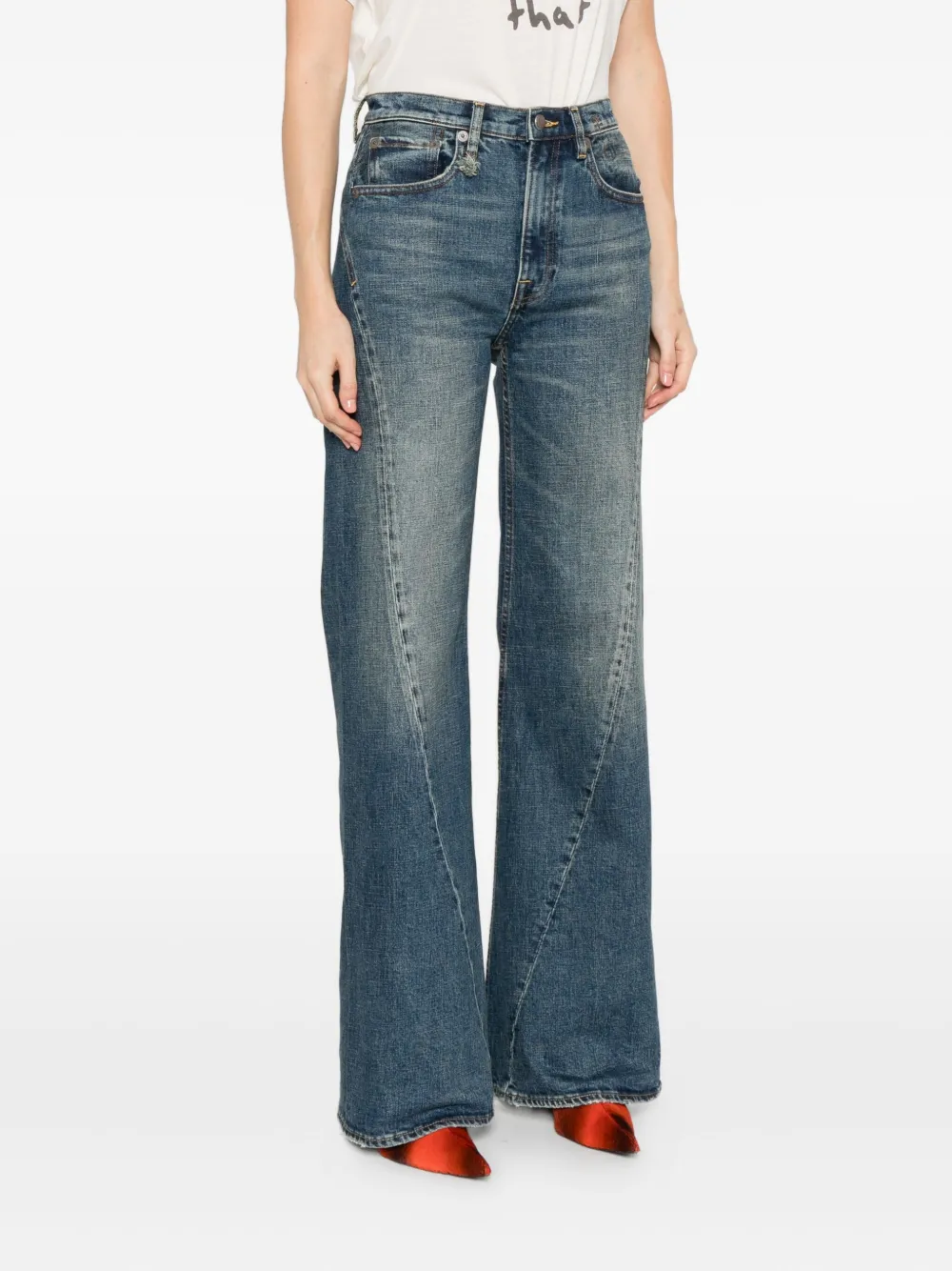 R13 Panelled Jeans In Blue