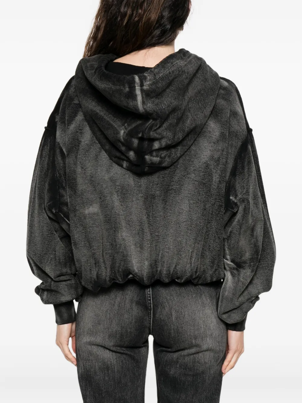 R13 Hoodie met gewassen effect Zwart