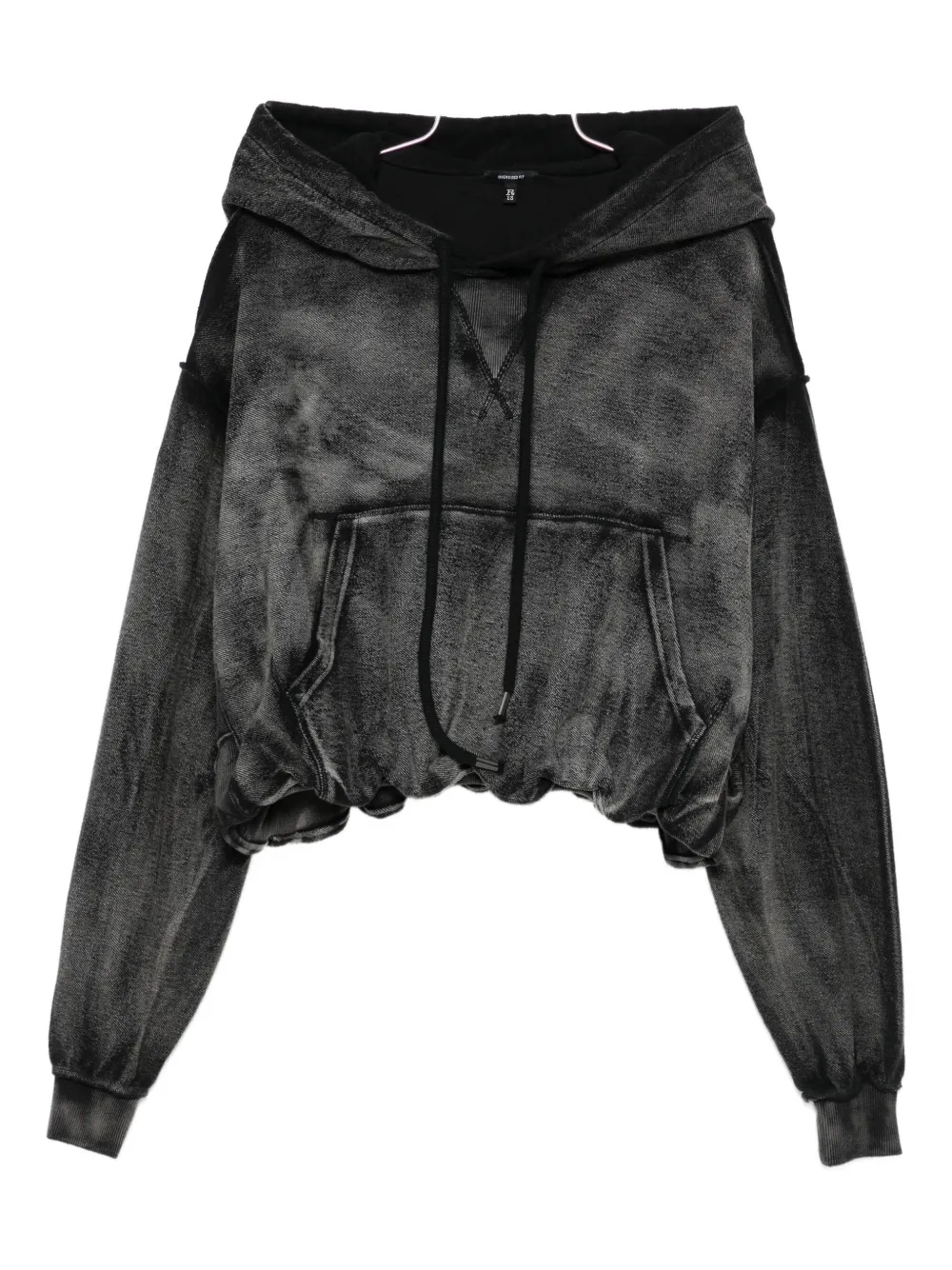 R13 washed-effect hoodie | Black | Image 1