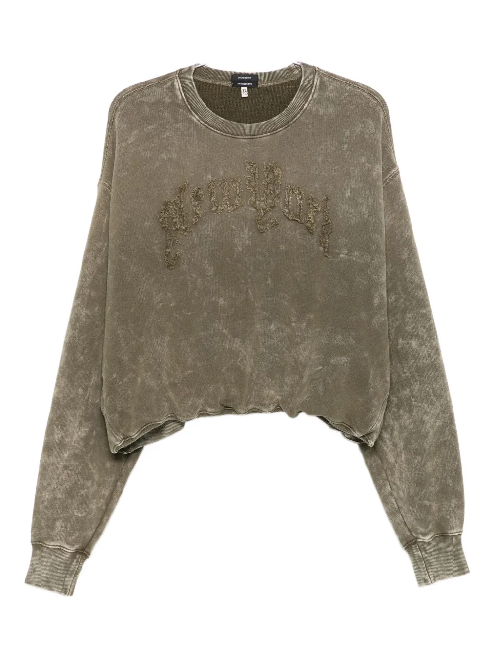 R13 slogan-appliqué faded sweatshirt | Green | Image 1