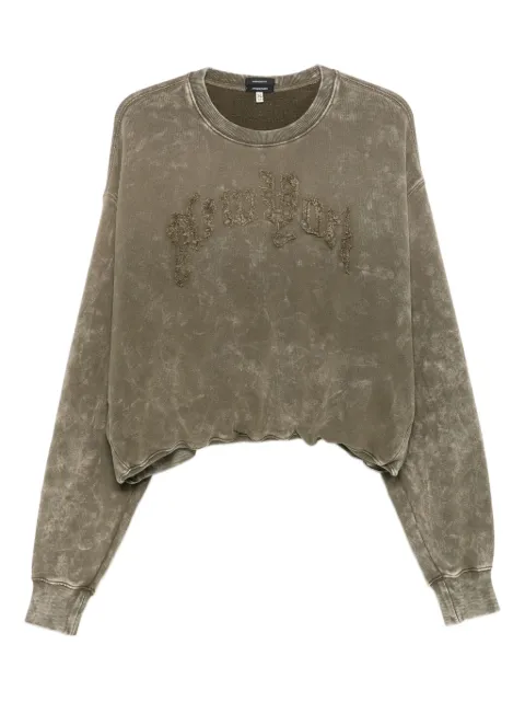 R13 slogan-appliqué faded sweatshirt