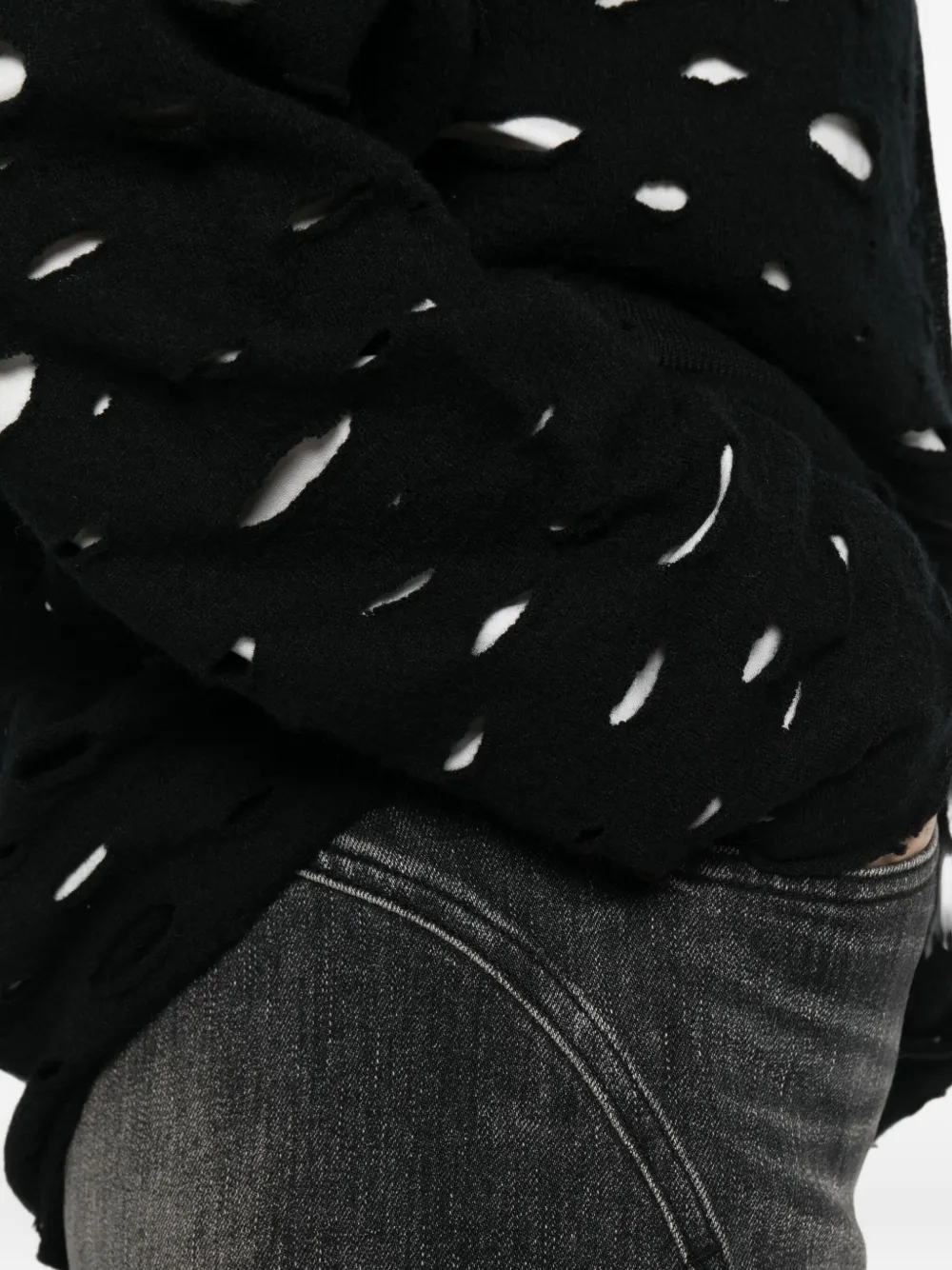 R13 Distressed Button-up Cardigan In Black