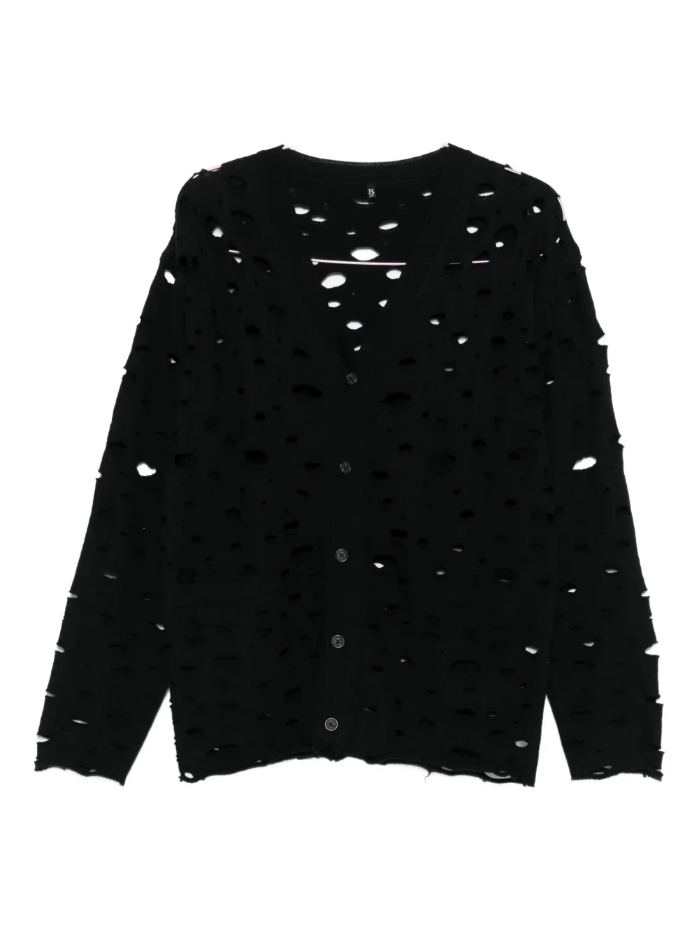 R13 Distressed Button-up Cardigan In Black