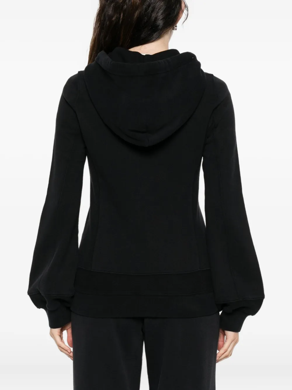 R13 Balloon-sleeve Zip-up Hoodie In Black