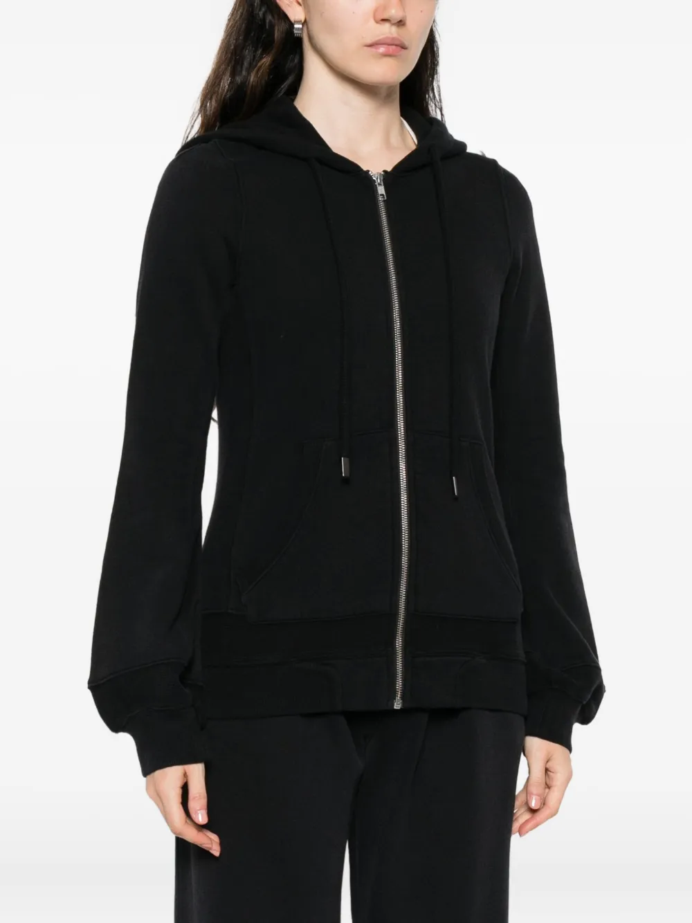 R13 Balloon-sleeve Zip-up Hoodie In Black