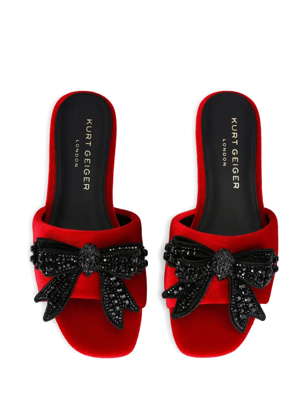 Kurt Geiger London Kensington fluwelen sandalen verfraaid met strik Rood