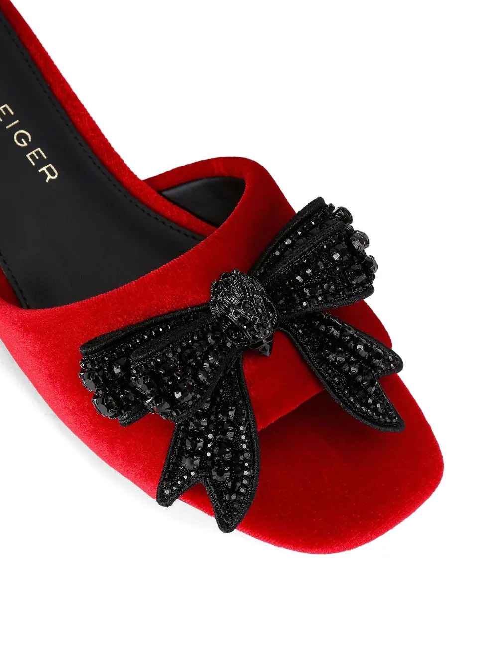 Kurt Geiger London Kensington fluwelen sandalen verfraaid met strik Rood
