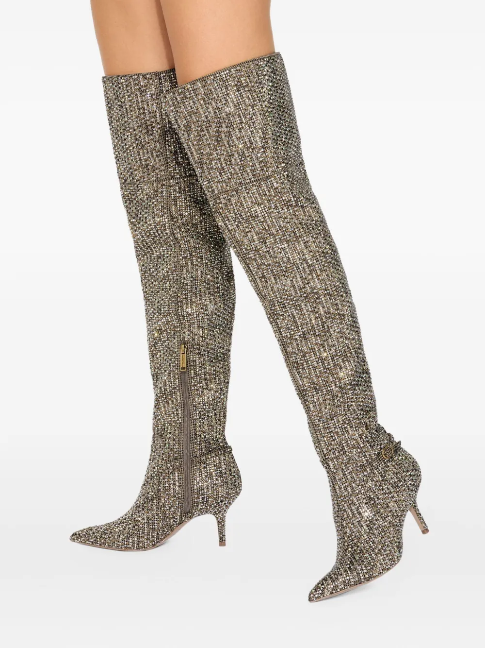 Kurt Geiger London 70 mm Mayfair overknee laarzen verfraaid met kristallen Beige