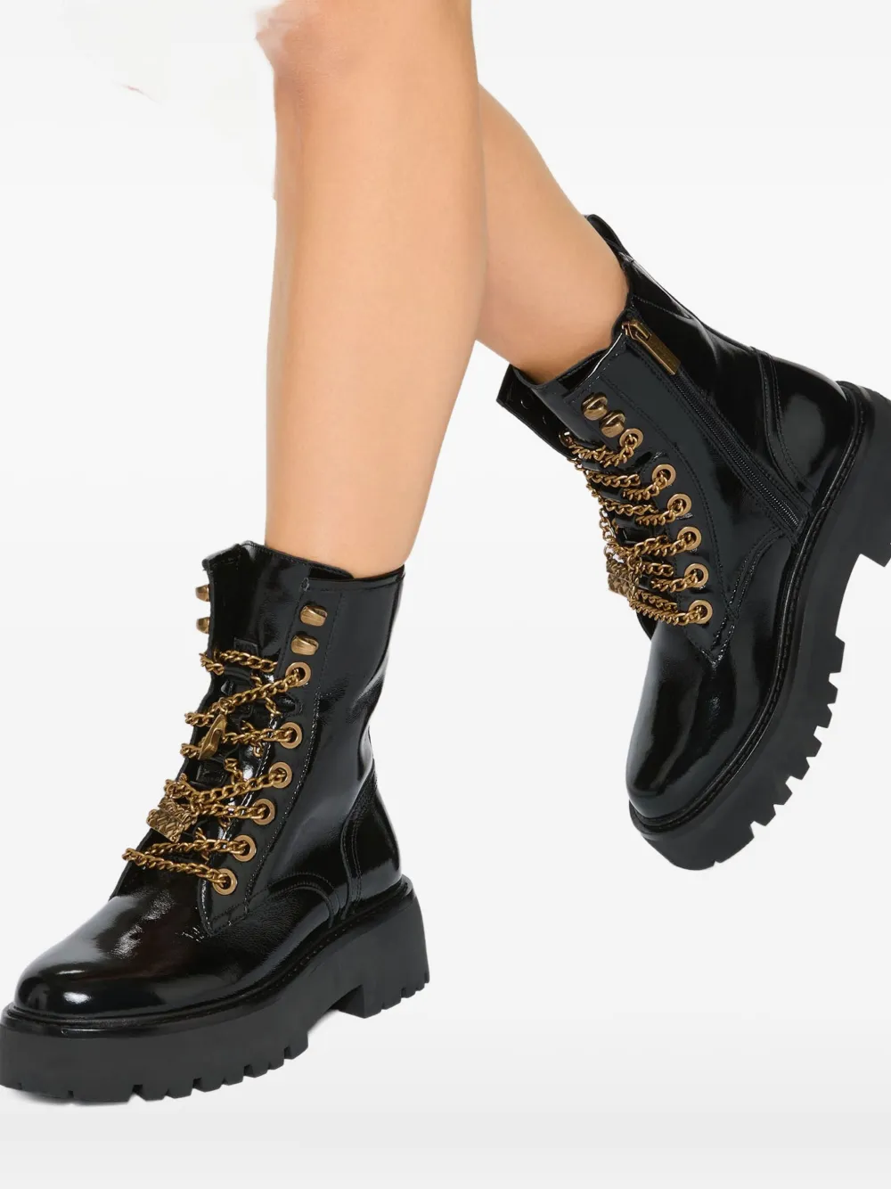 Kurt Geiger London Matilda Charm patent leather boots Black