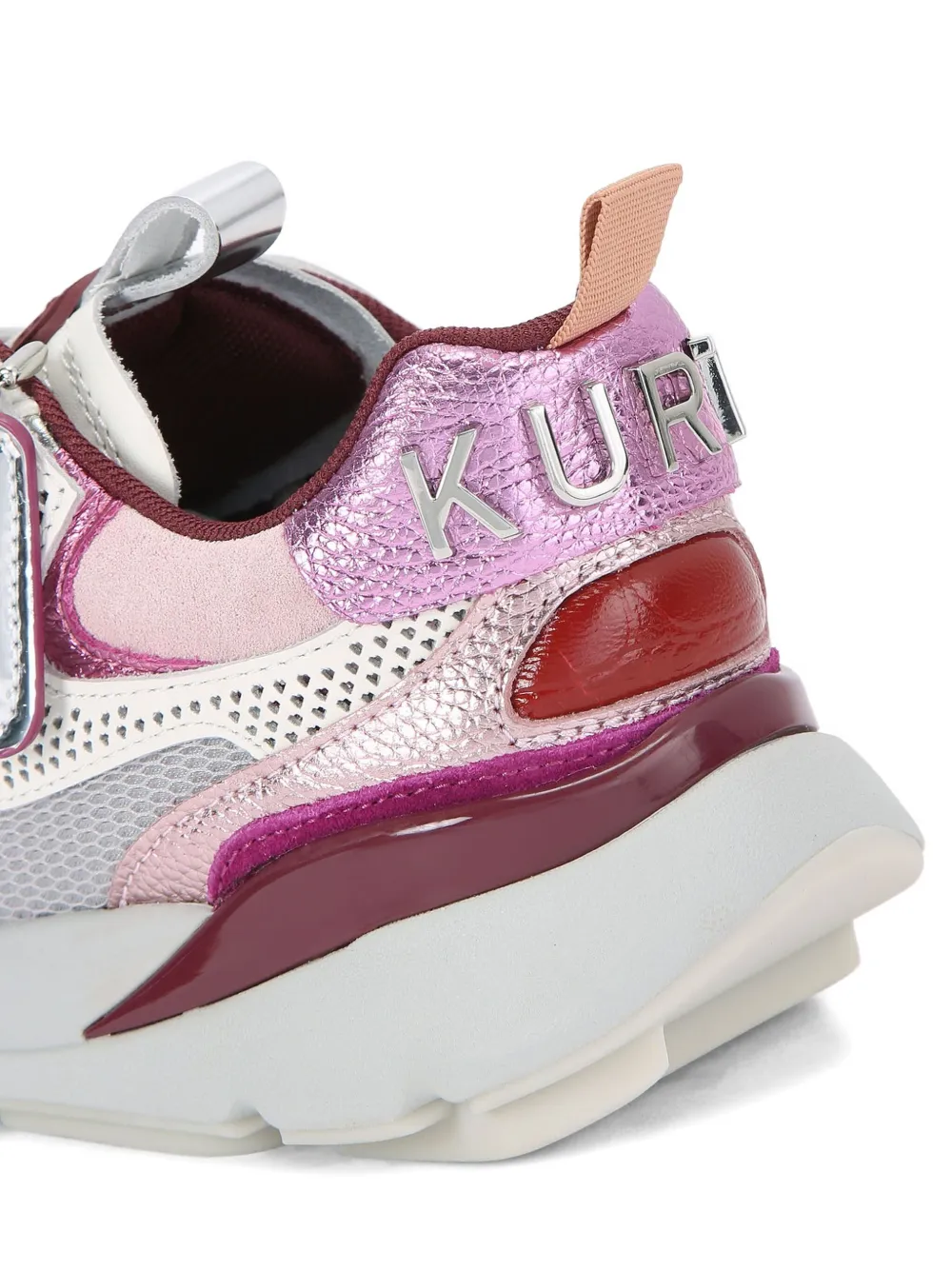 Kurt Geiger London Kurt Runner metallic leren sneakers met mesh Zilver