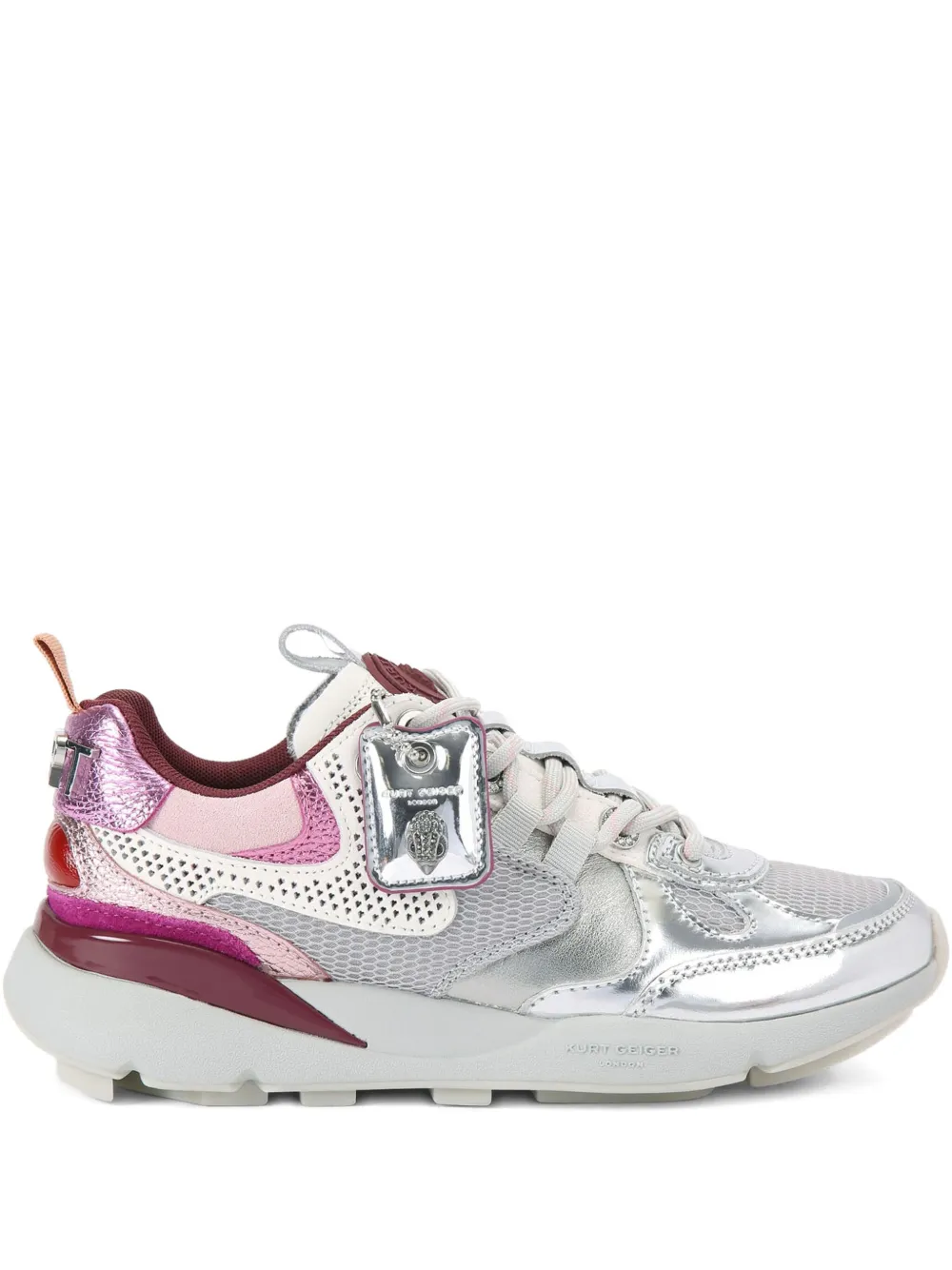 Kurt Geiger London Kurt Runner metallic leren sneakers met mesh Zilver