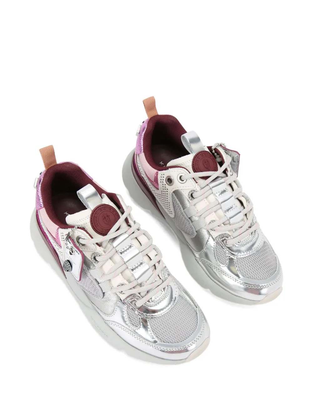 Kurt Geiger London Kurt Runner metallic leren sneakers met mesh - Zilver