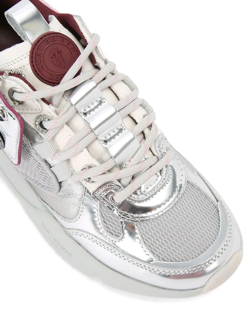 Kurt Geiger London Kurt Runner metallic leren sneakers met mesh Zilver