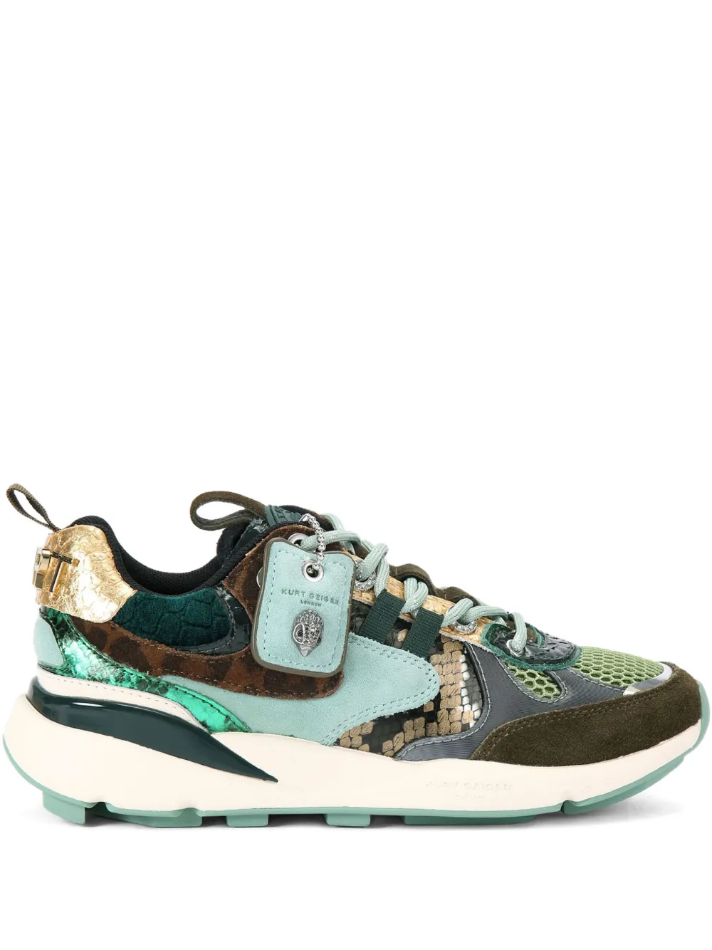 Kurt Geiger London Kurt Runner mesh sneakers met luipaardprint Groen