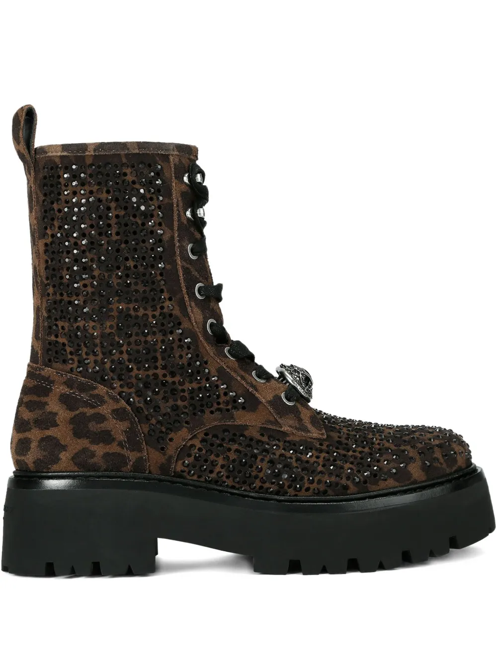 Kurt Geiger Chelsea Perf Leopard-print Crystal-embellished Boots In Brown