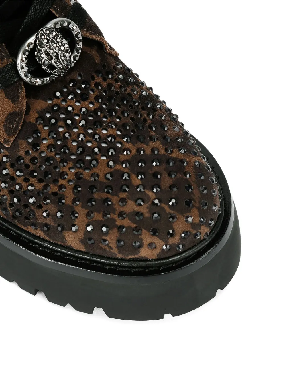 Kurt Geiger Chelsea Perf Leopard-print Crystal-embellished Boots In Brown