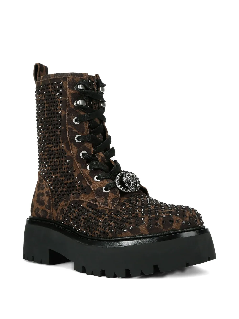 Kurt Geiger Chelsea Perf Leopard-print Crystal-embellished Boots In Brown
