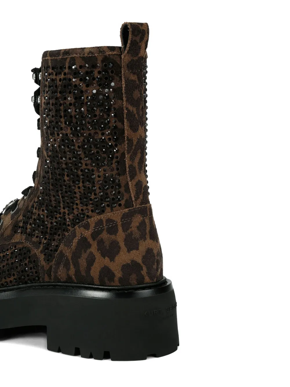 Kurt Geiger Chelsea Perf Leopard-print Crystal-embellished Boots In Brown