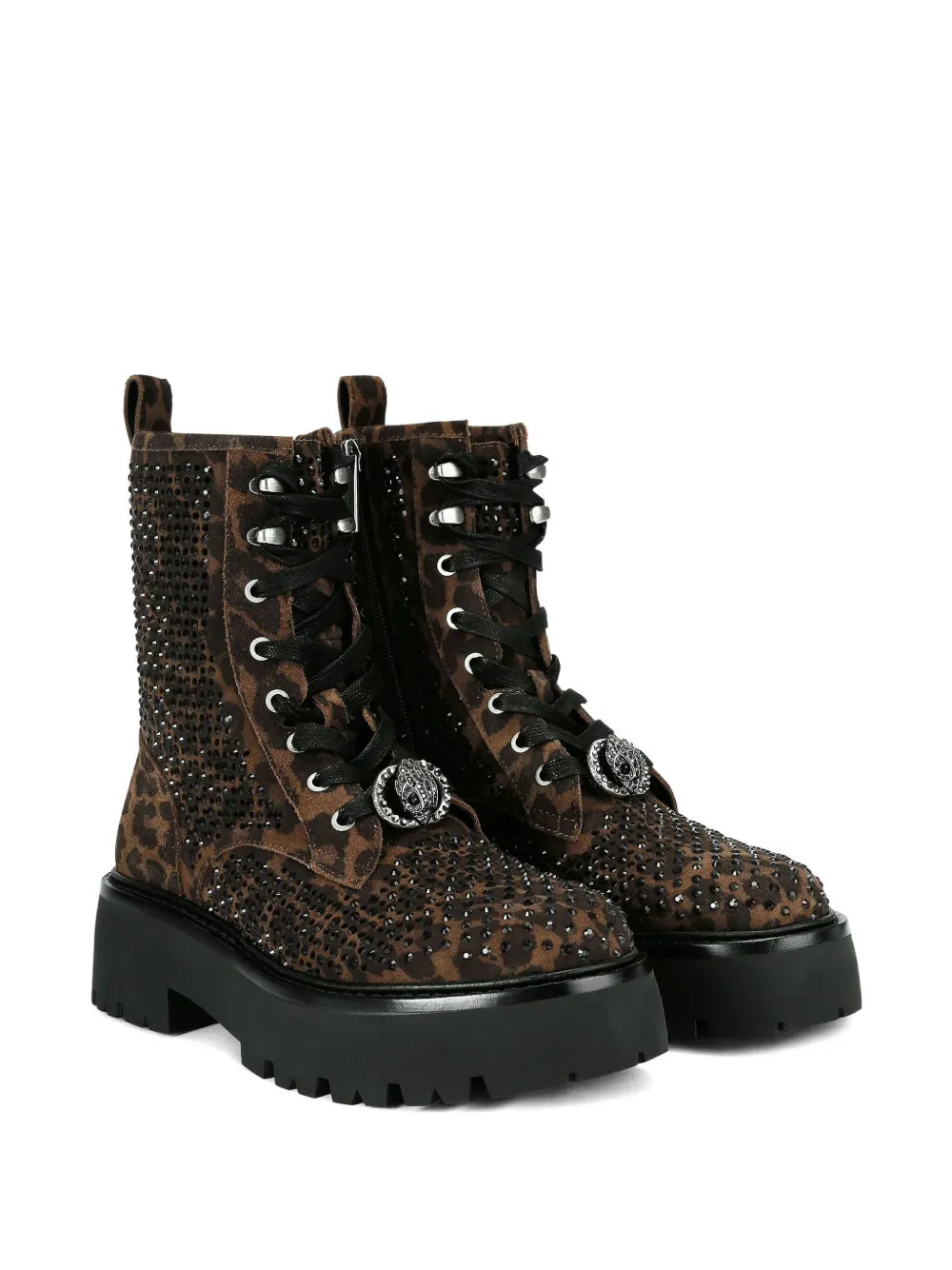 Kurt Geiger Chelsea Perf Leopard-print Crystal-embellished Boots In Brown