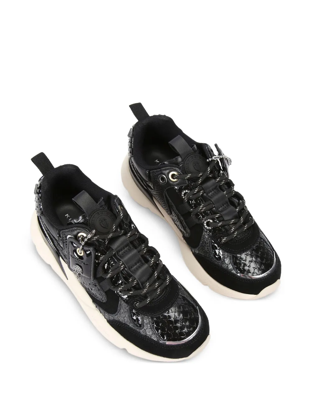Kurt Geiger London Kurt Runner mesh sneakers met slangen-reliëf - Zwart