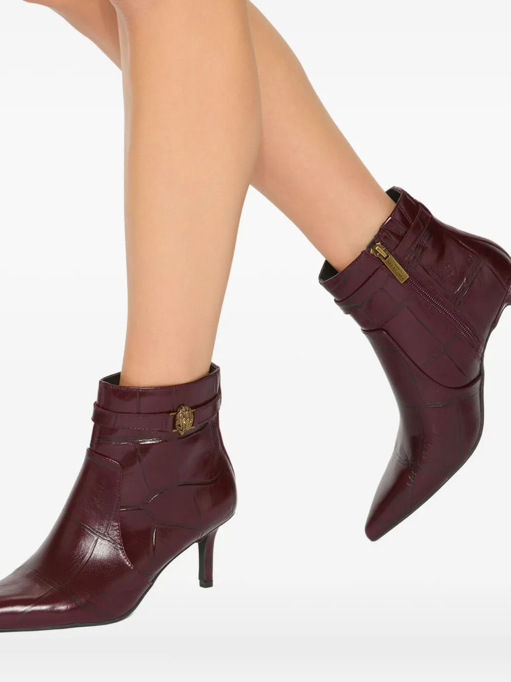 Kurt Geiger London 65 mm Kensington laarzen met krokodillen-reliëf Rood